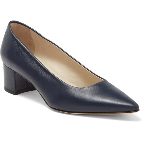 Amalfi by Rangoni BNWT "Paco" navy blue block heel NEW pointed toe pump classic - Picture 1 of 10
